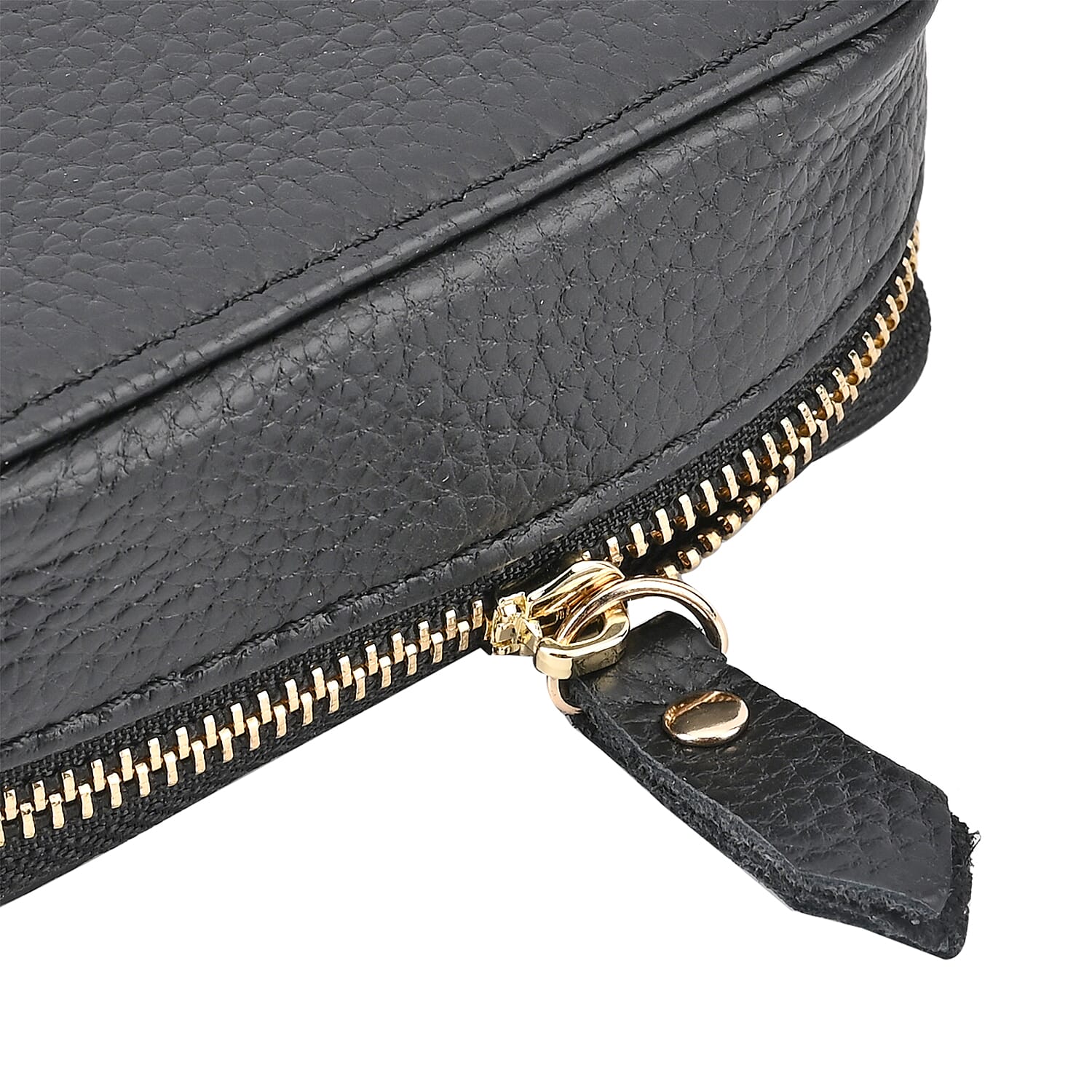 100% Genuine Leather Small Case with Mirror - Black