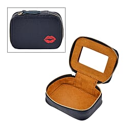 Genuine Leather Lipstick Storage Box with Lip Print