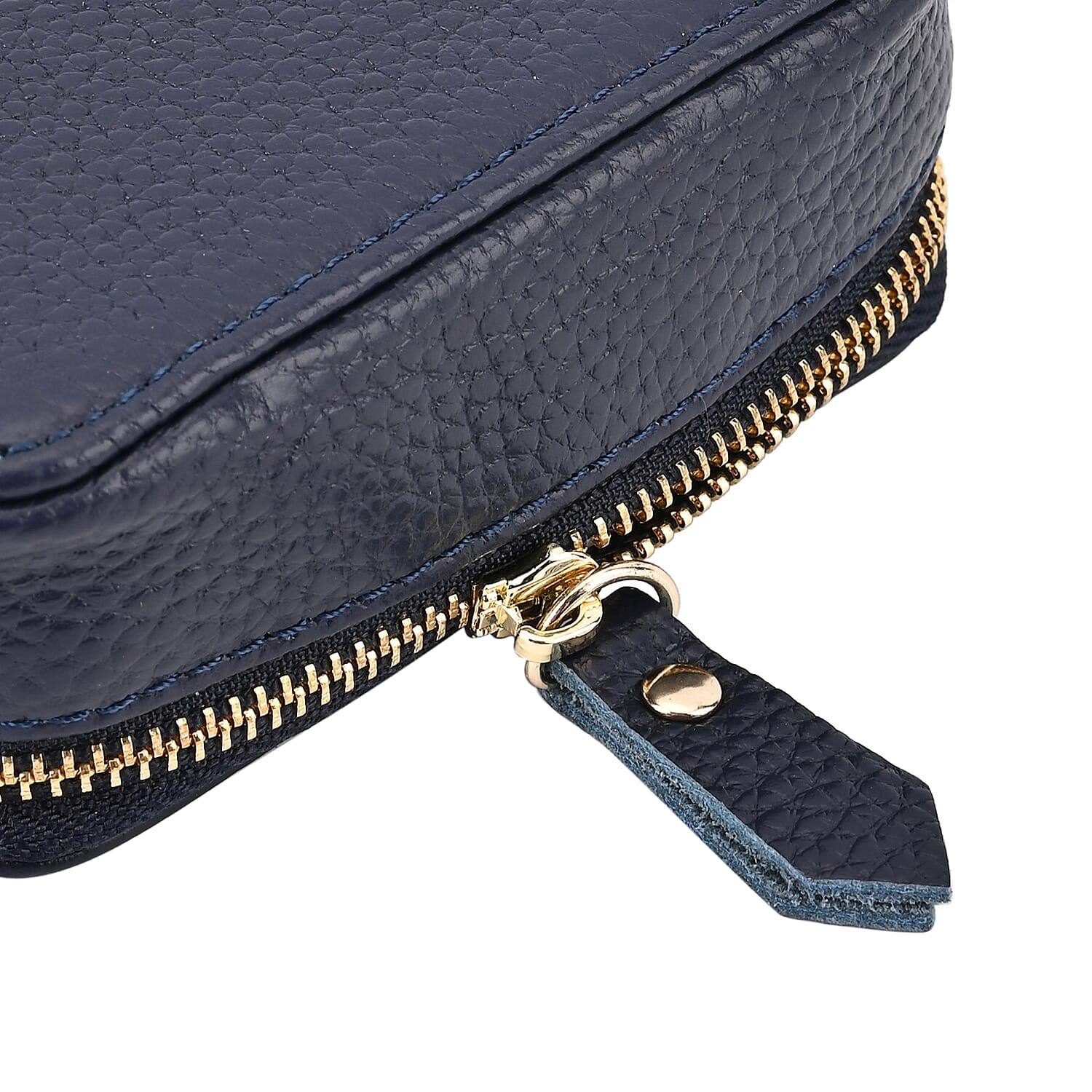 100% Genuine Leather Small Case with Mirror - Navy