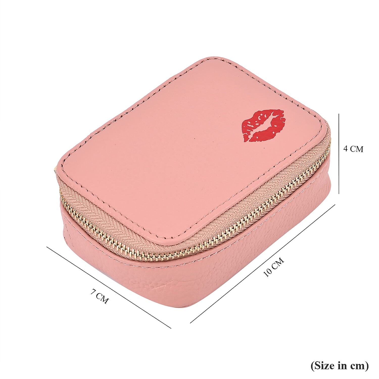 100% Genuine Leather Small Case with Mirror - Pink