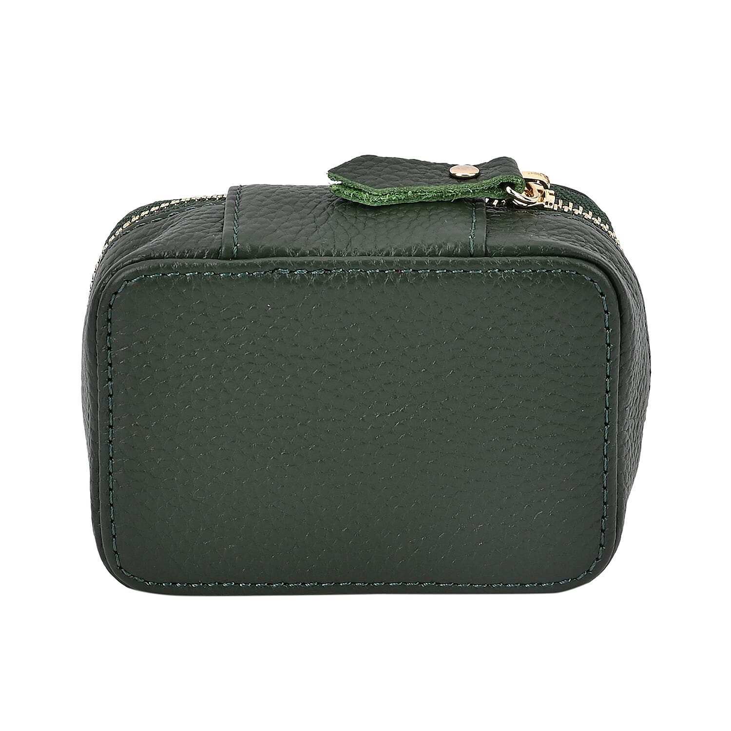 100% Genuine Leather Lip Printed Lipstick Storage Box - Green & Tan