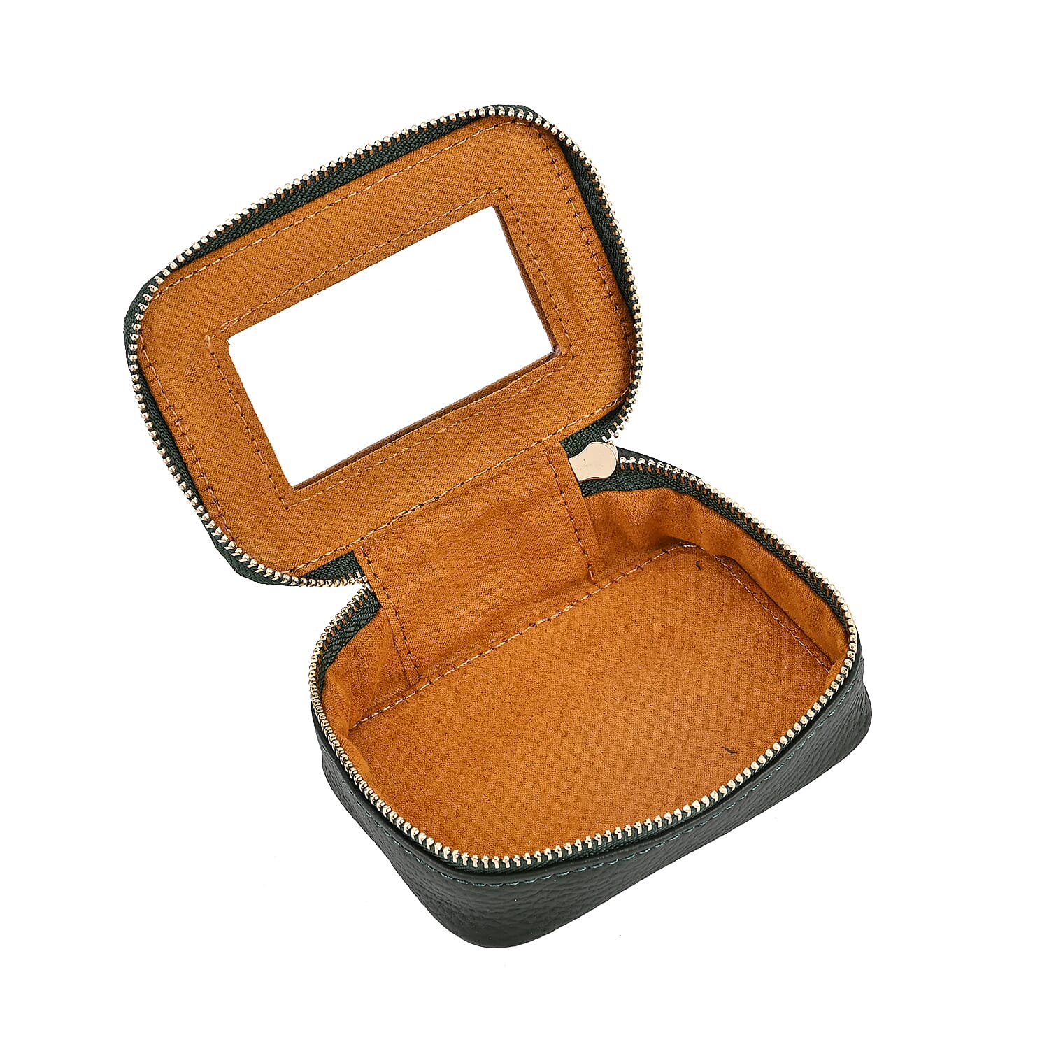 100% Genuine Leather Lip Printed Lipstick Storage Box - Green & Tan