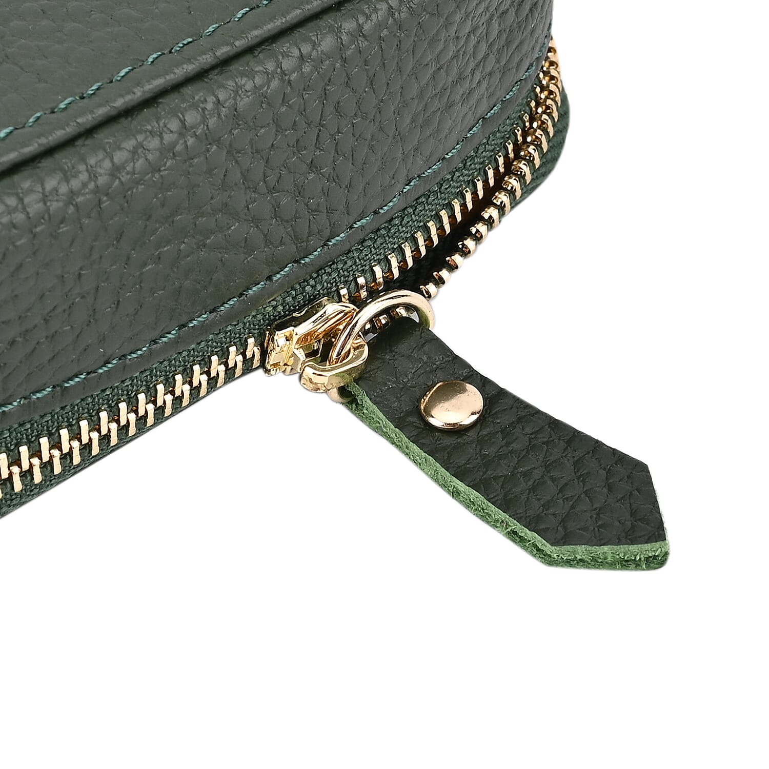 100% Genuine Leather Lip Printed Lipstick Storage Box - Green & Tan