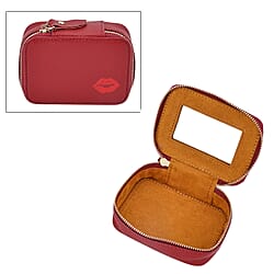 Genuine Leather Lipstick Storage Box with Lip Print