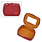 100% Genuine Leather Small Case with Mirror - Burgundy