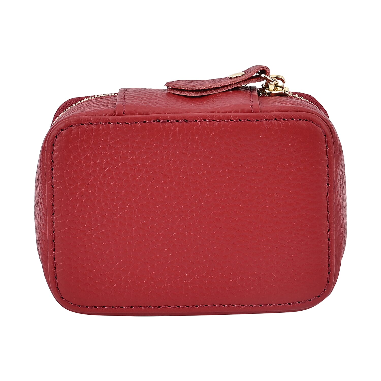 100% Genuine Leather Small Case with Mirror - Burgundy