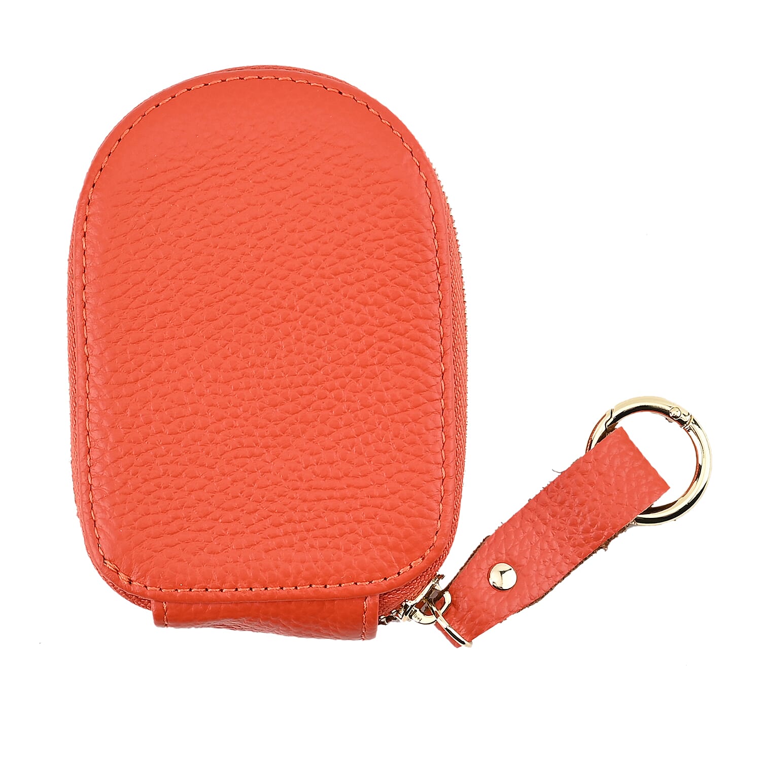 Genuine Leather Penguin Card Wallet with Keychain & RFID Technology - Orange