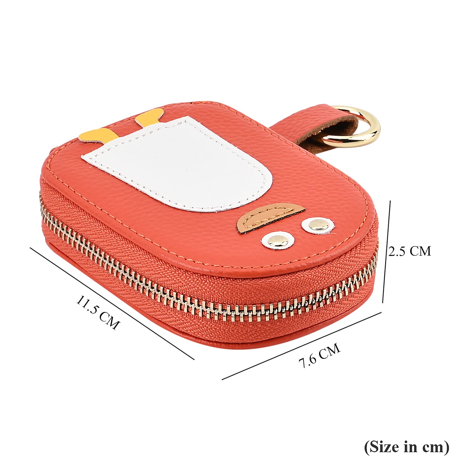 Genuine Leather Penguin Card Wallet with Keychain & RFID Technology - Orange