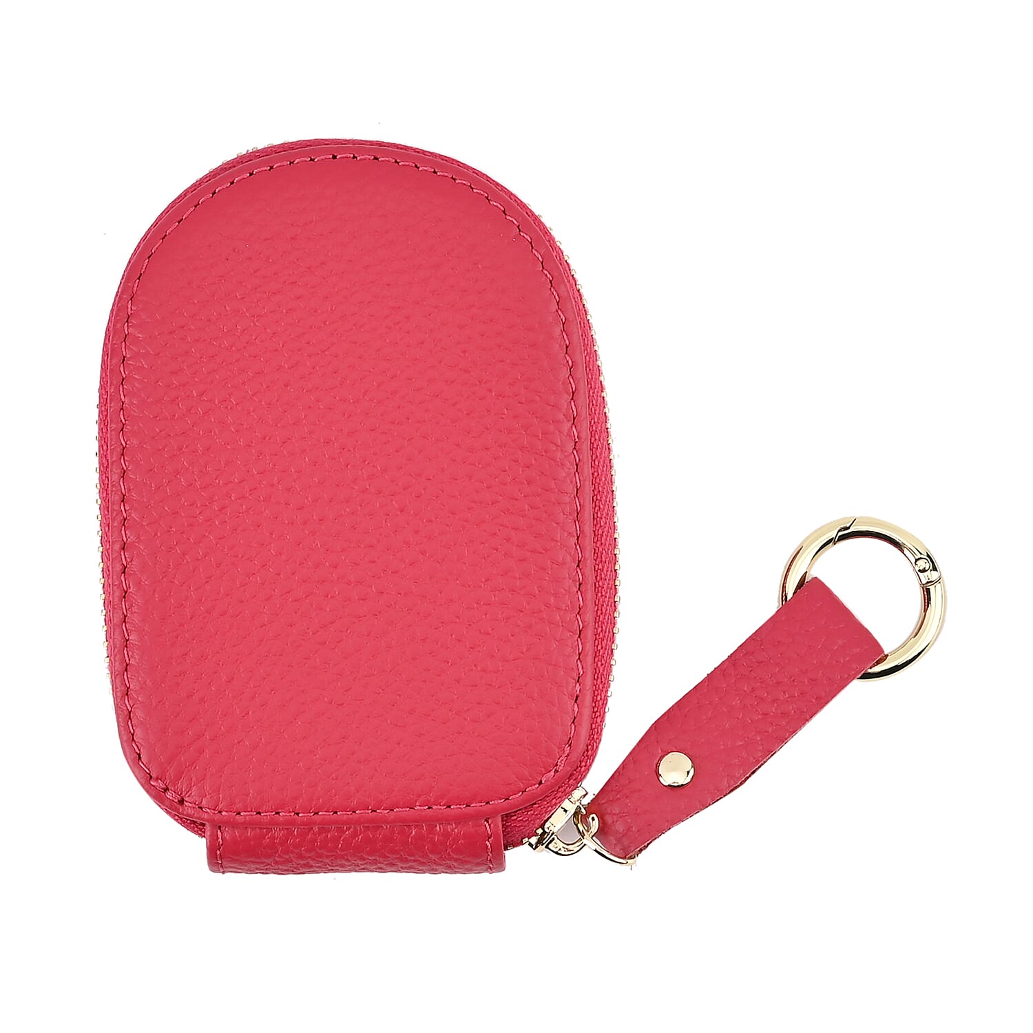 Genuine Leather Penguin Card Wallet with Keychain & RFID Technology - Fuchsia