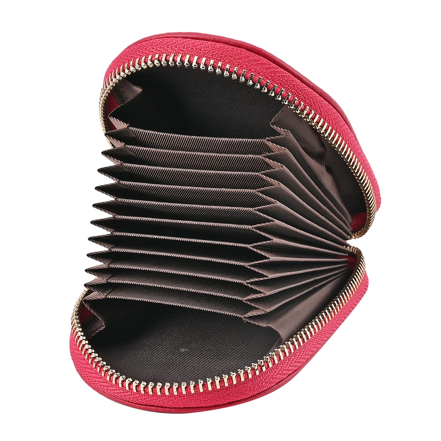 Genuine Leather Penguin Card Wallet with Keychain & RFID Technology - Fuchsia