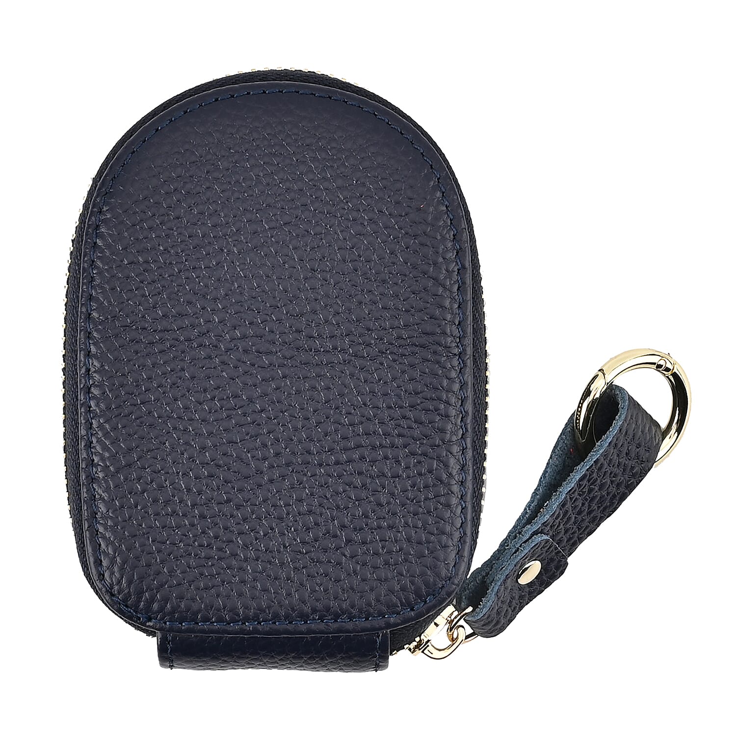 Genuine Leather Penguin Card Wallet with Keychain & RFID Technology - Navy