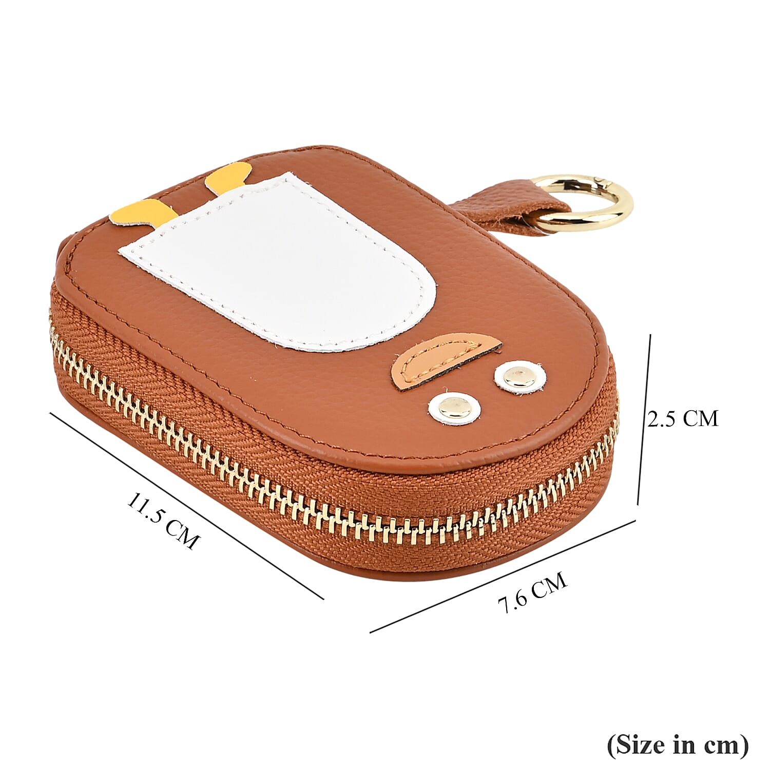 Genuine Leather Penguin Card Wallet with Keychain & RFID Technology - Tan