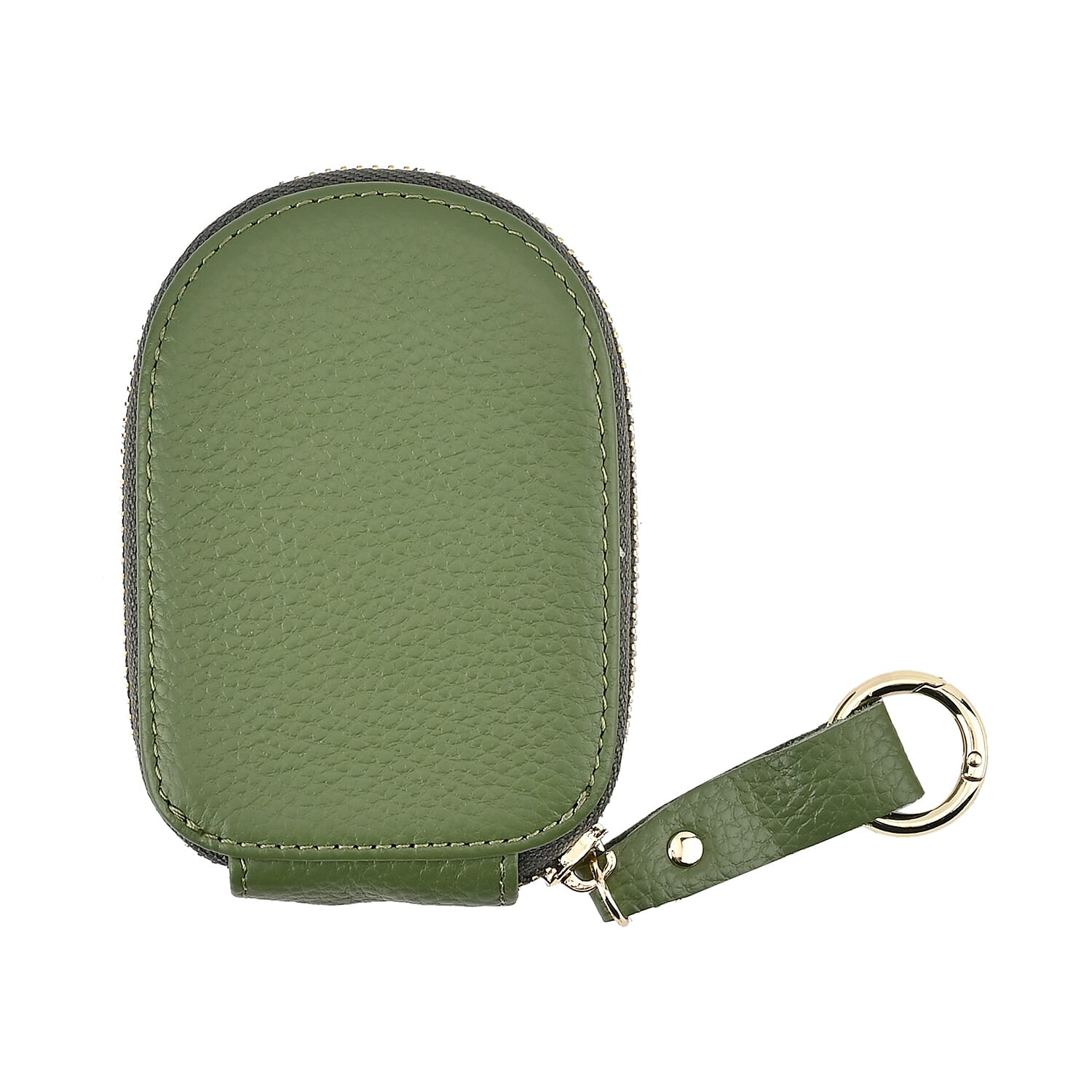 Genuine Leather Penguin Card Wallet with Keychain & RFID Technology - Olive
