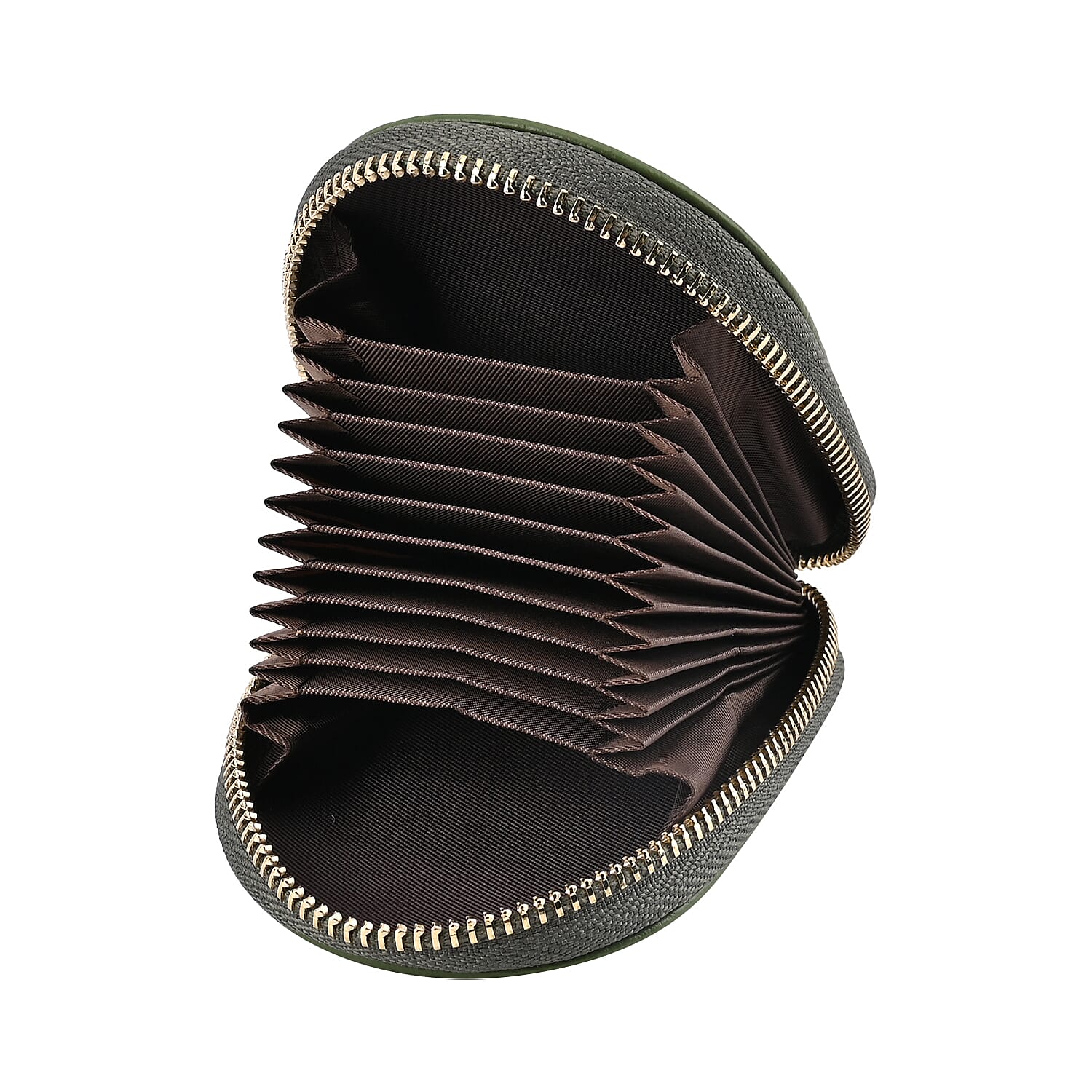 Genuine Leather Penguin Card Wallet with Keychain & RFID Technology - Olive