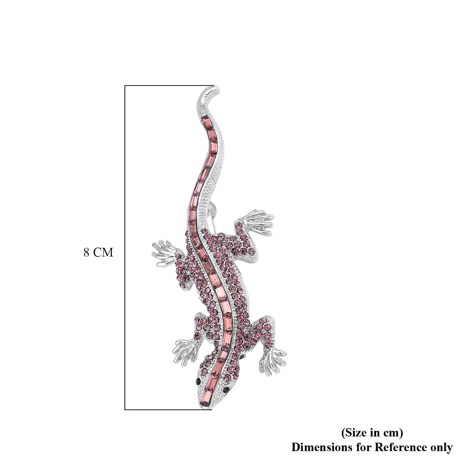 Simulated Amethyst, Purple and Black Austrian Crystal Lizard Brooch in Silver Tone