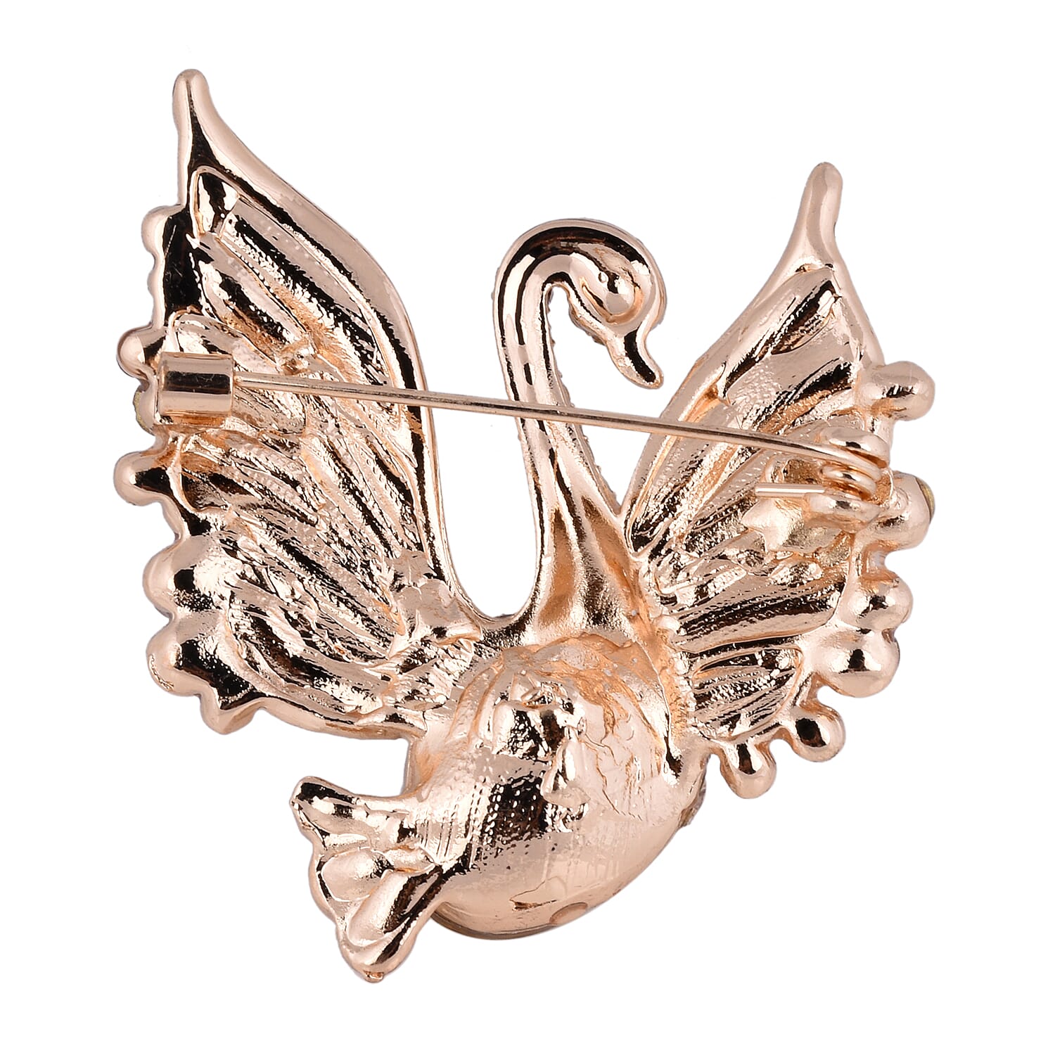 Multi Colour Austrian Crystal and Simulated Champagne Sapphire Peacock Enamelled Brooch in Yellow Gold Tone