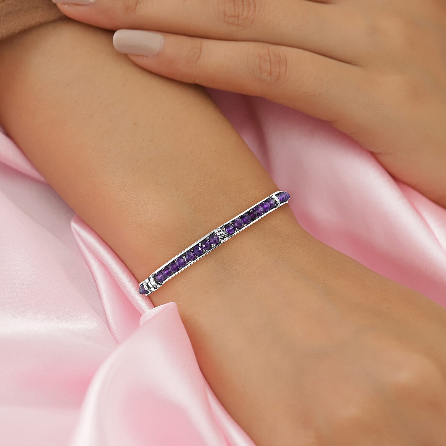 Designer inspired Amethyst Bangle (Size 7.5) - 15 Ct.