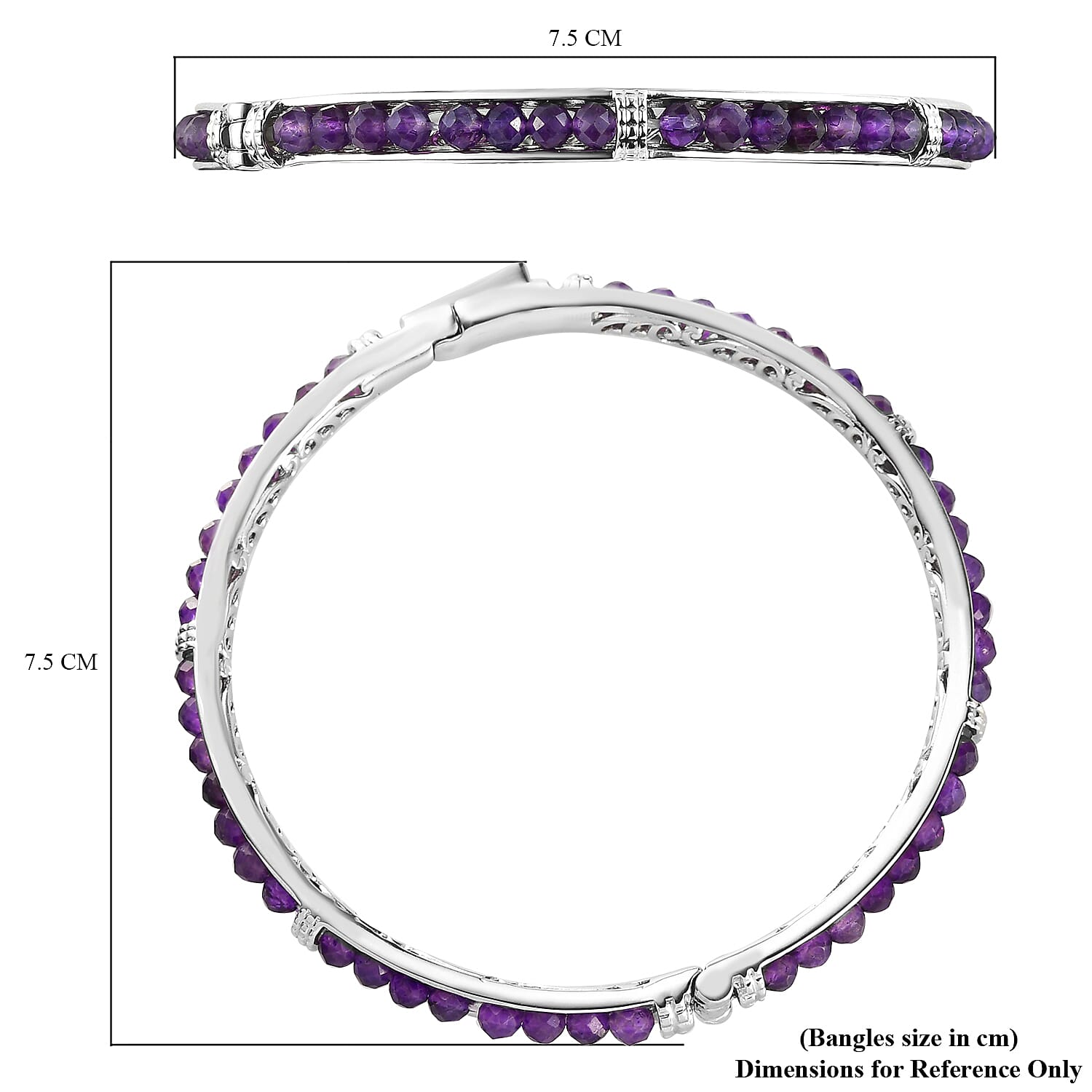 Designer inspired Amethyst Bangle (Size 7.5) - 15 Ct.