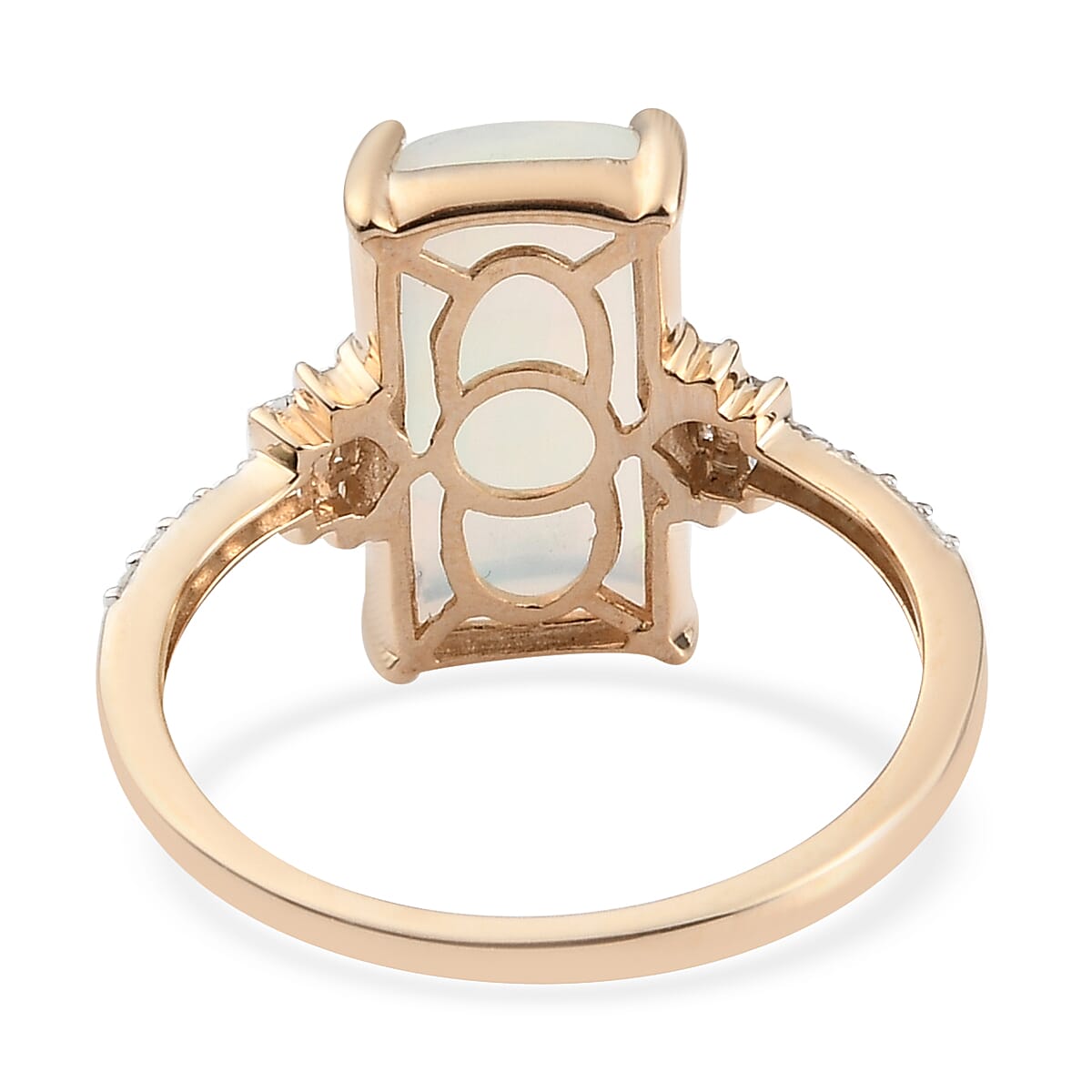 9K Yellow Gold Ethiopian Welo Opal and Diamond Ring 3.13 Ct.