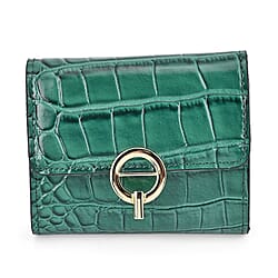 Genuine Leather Croco Embossed Wallet (Size 10x2x8 cm) - Navy