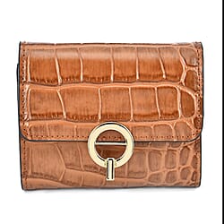 Genuine Leather Croco Embossed Wallet (Size 10x2x8 cm) - Navy