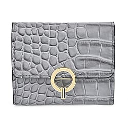 Genuine Leather Croco Embossed Wallet (Size 10x2x8 cm) - Navy