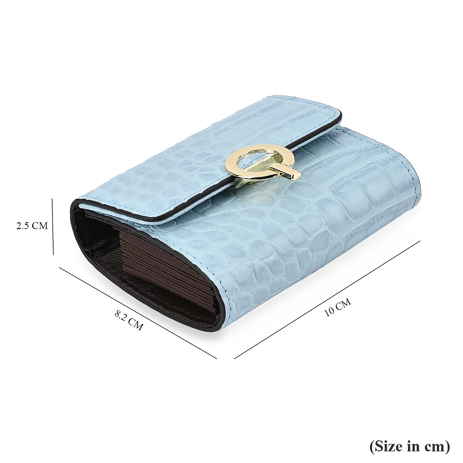 RFID Protected Genuine Leather Croco Embossed Wallet - Light Blue