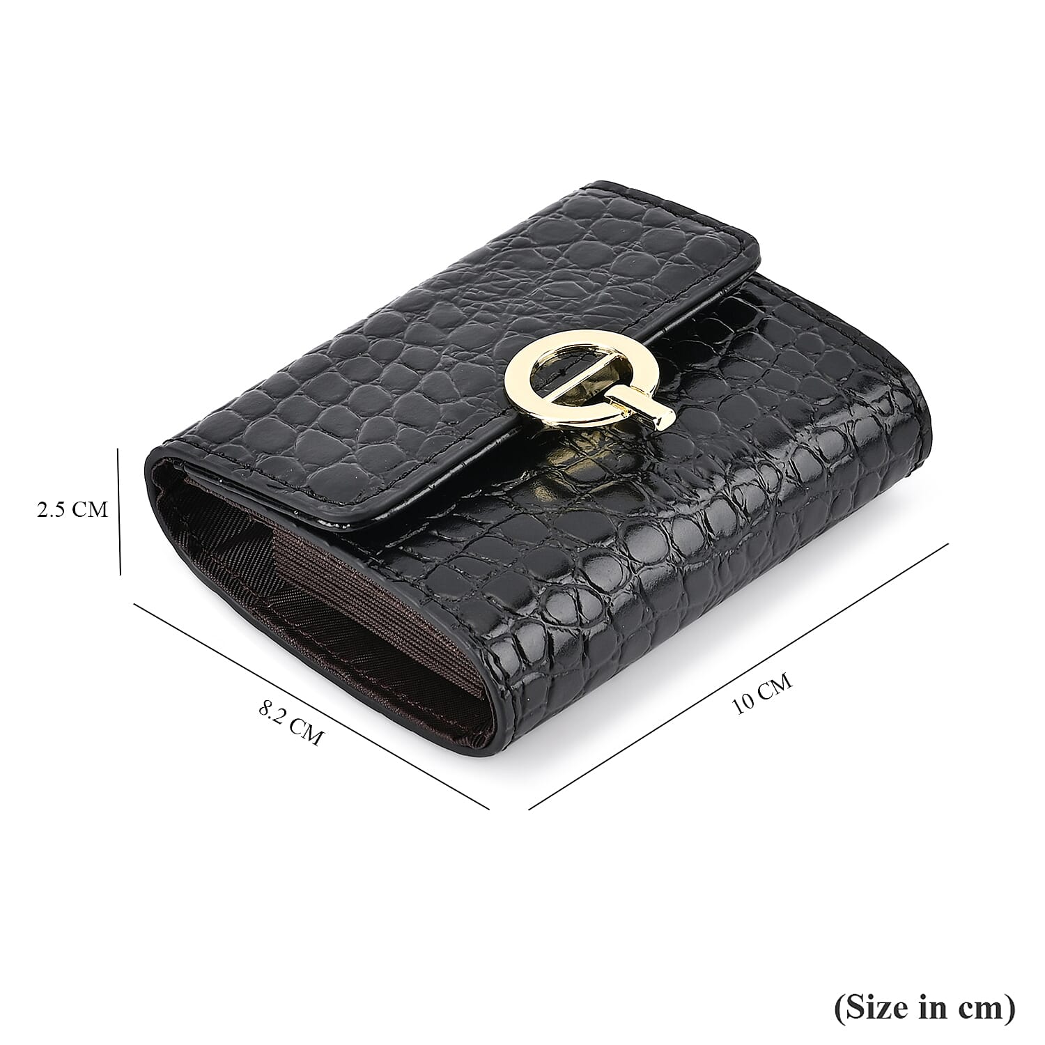 RFID Protected Genuine Leather Croco Embossed Wallet - Black