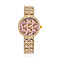 STRADA Japan Movt. Gold Dial Flamingo Pattern Crystal Studded WR Watch with Stainless Steel Buckle