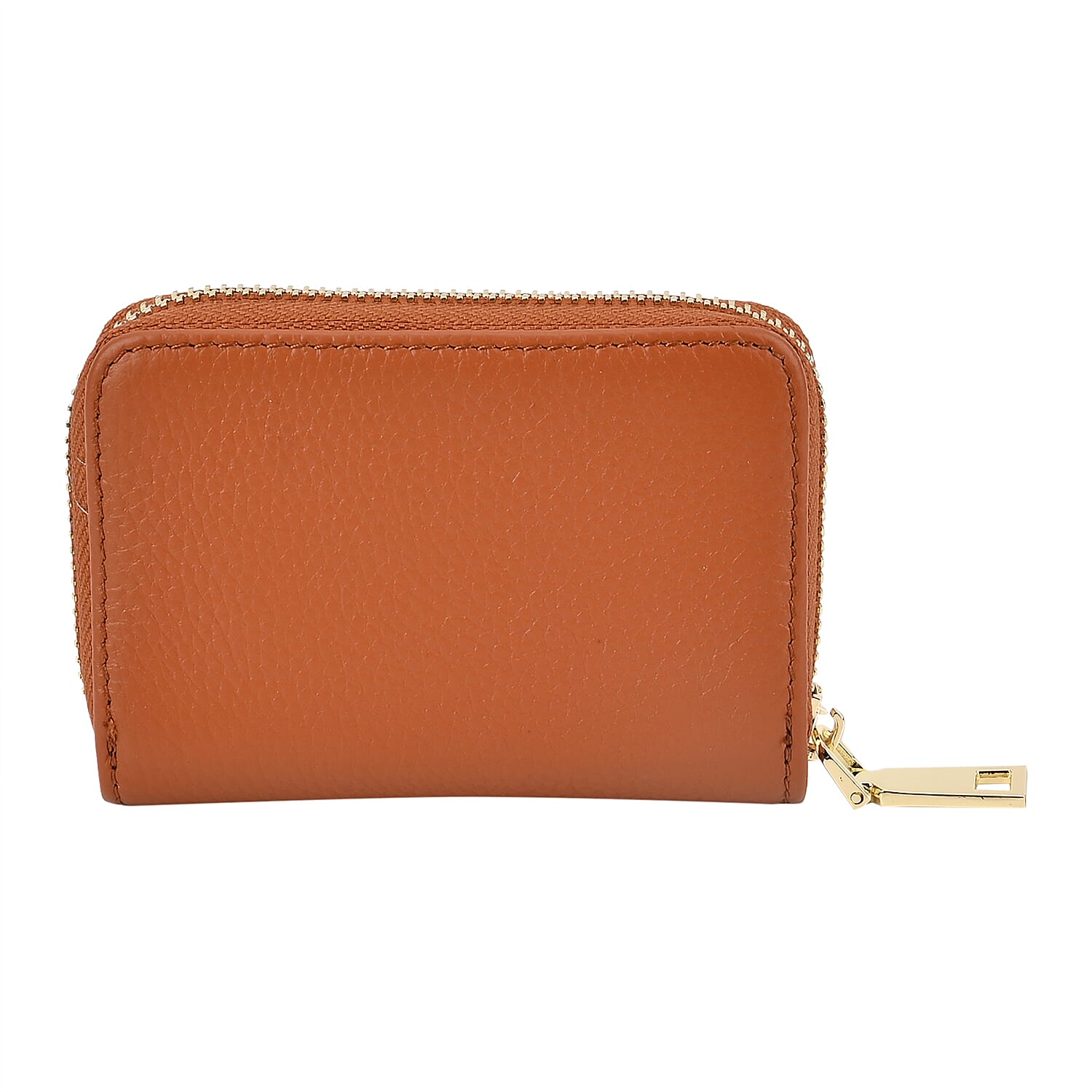 100% Genuine Leather Heart Print Card Wallet With RFID Protection - Tan