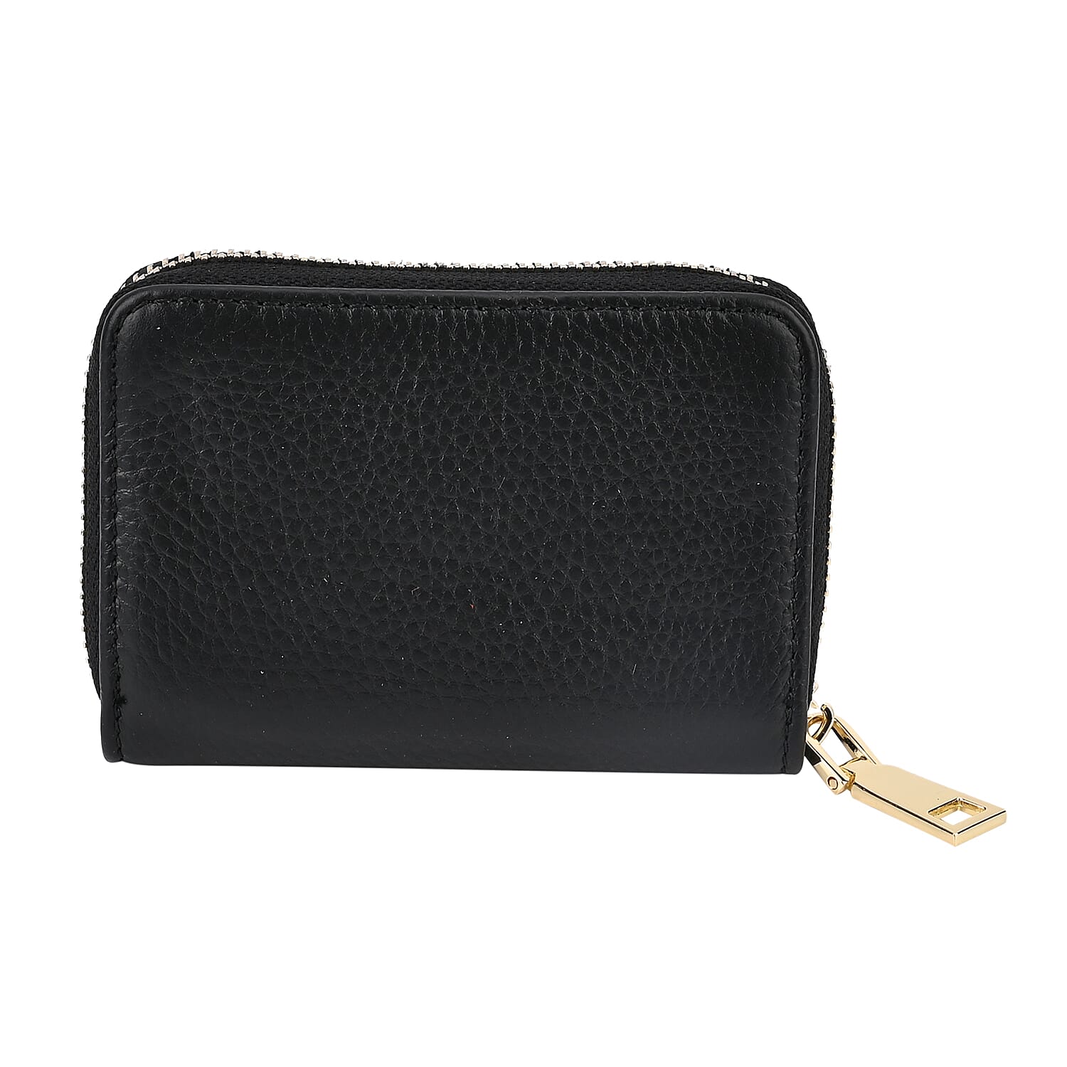 100% Genuine Leather Heart Print Card Wallet With RFID Protection - Black