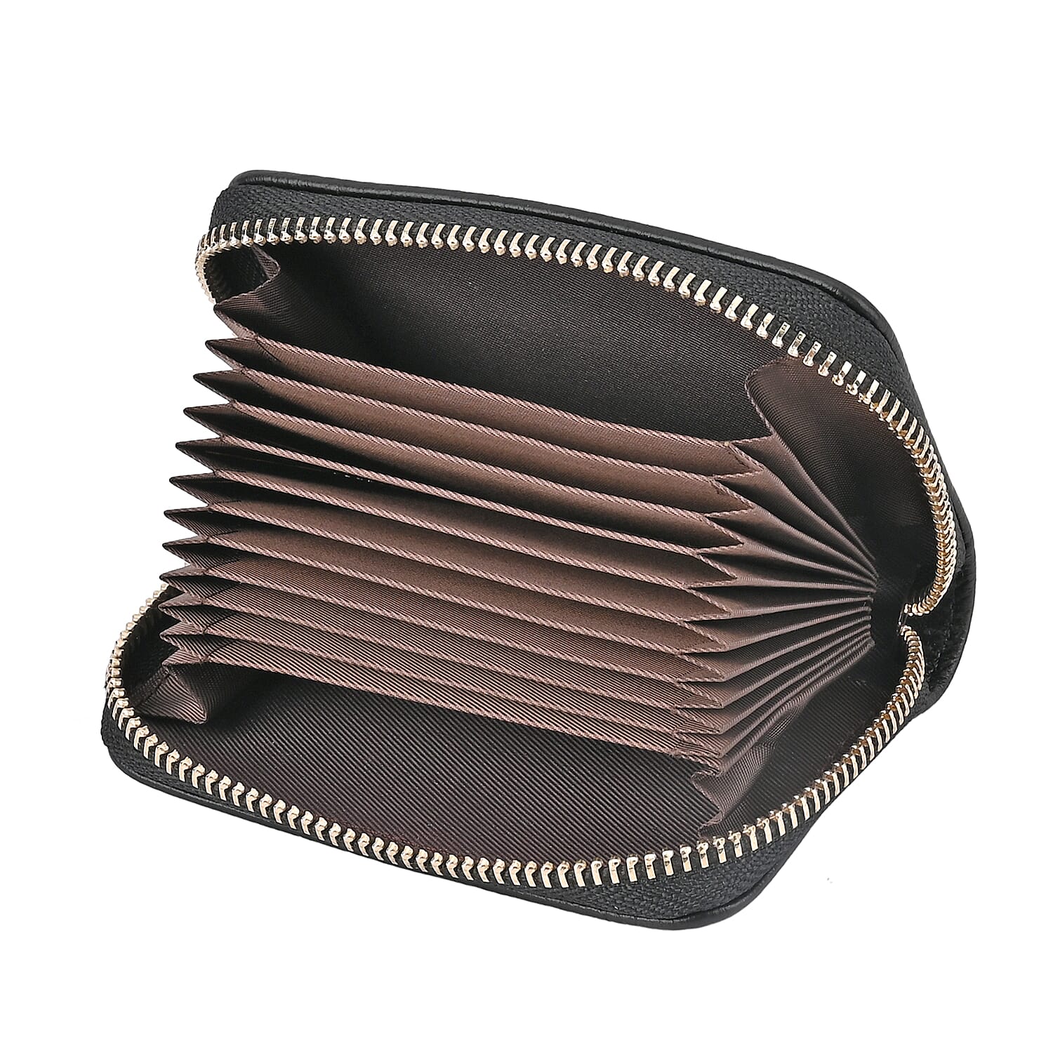 100% Genuine Leather Heart Print Card Wallet With RFID Protection - Black