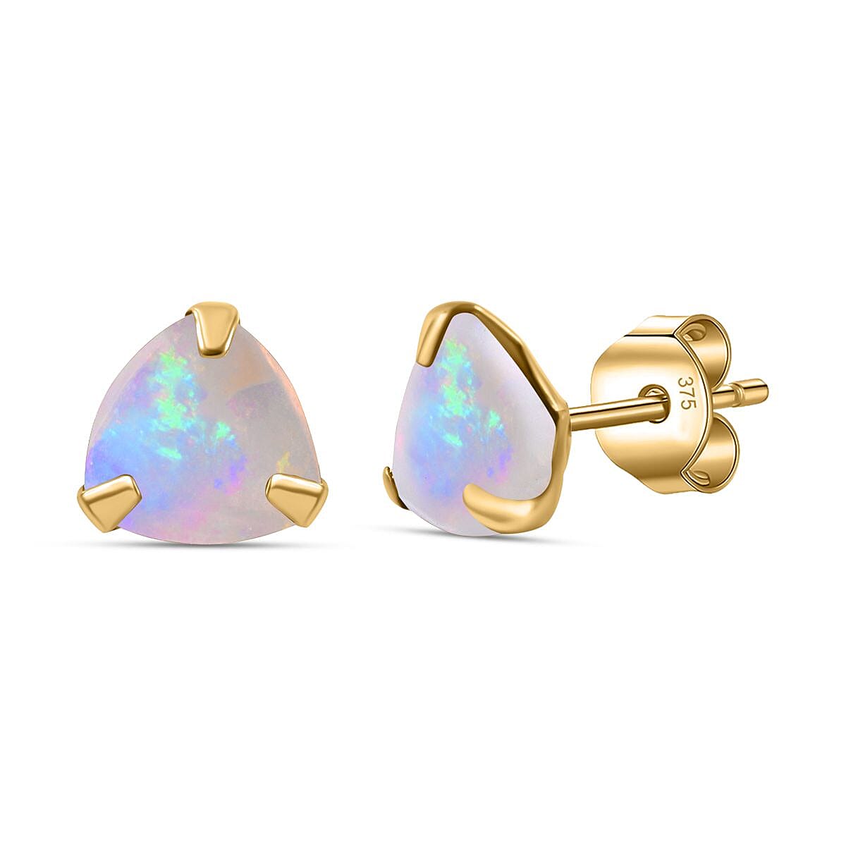 No Brand 9K Yellow Gold AA Ethiopian Opal Earring 1.00 ct, Gold Wt. 0.25 Gms 0.880 Ct.