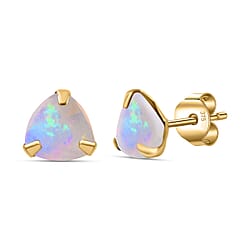 No Brand 9K Yellow Gold AA Ethiopian Opal Earring in Gold Wt. 0.25 grams, 0.880 Ct