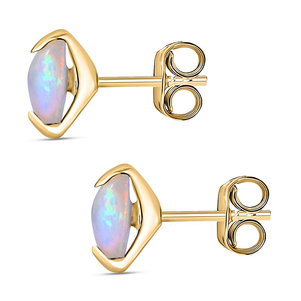 No Brand 9K Yellow Gold AA Ethiopian Opal Earring 1.00 ct, Gold Wt. 0.25 Gms 0.880 Ct.