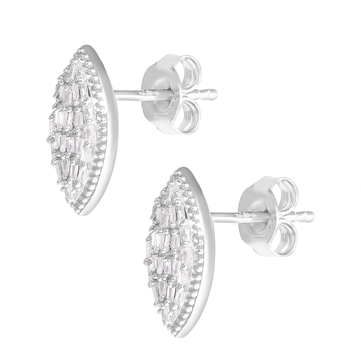 White Diamond Earring in Platinum Overlay Sterling Silver 0.26 ct 0.260 Ct.