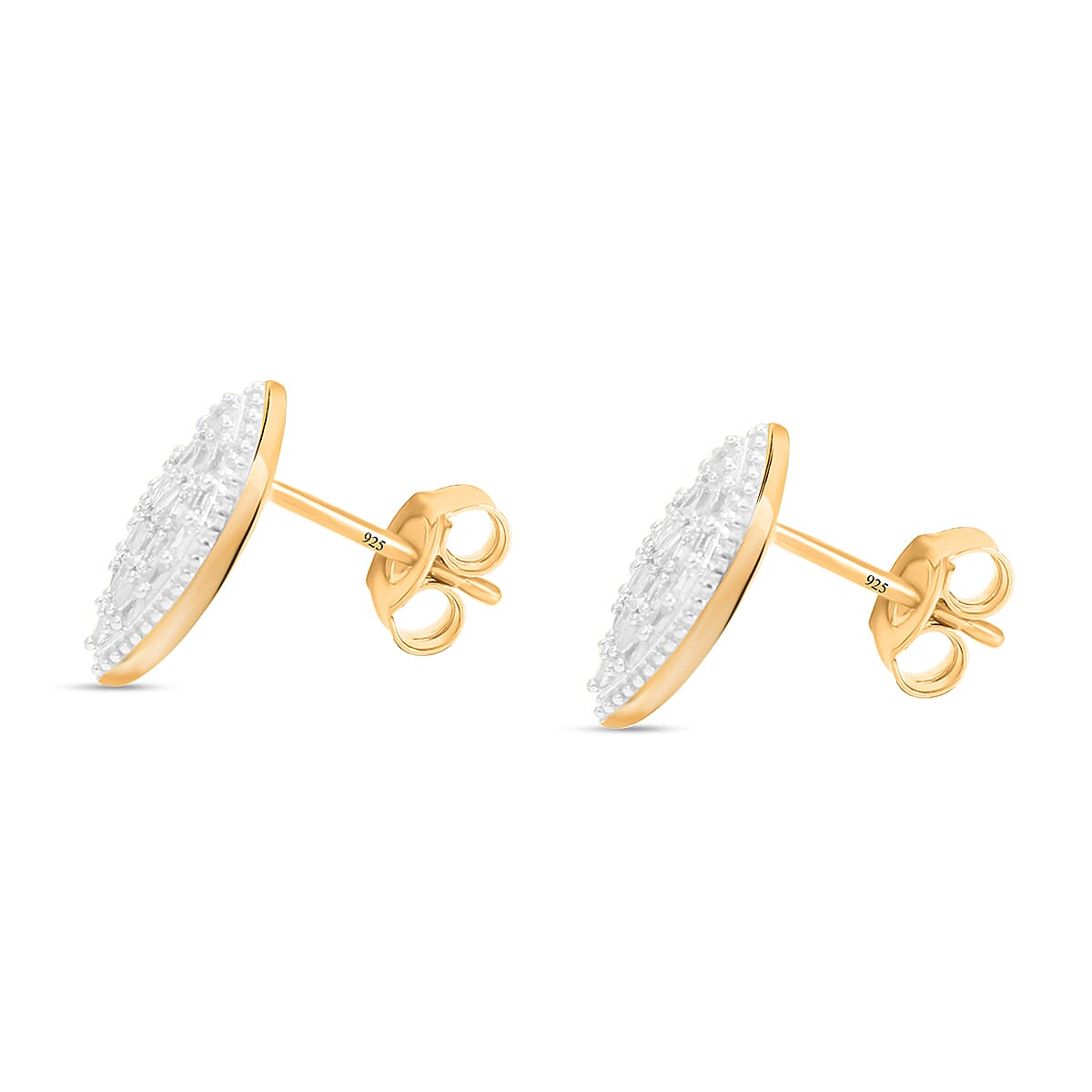 Diamond Marquise Stud Earrings in 18K Vermeil Yellow Gold Plated Sterling Silver 0.26 Ct
