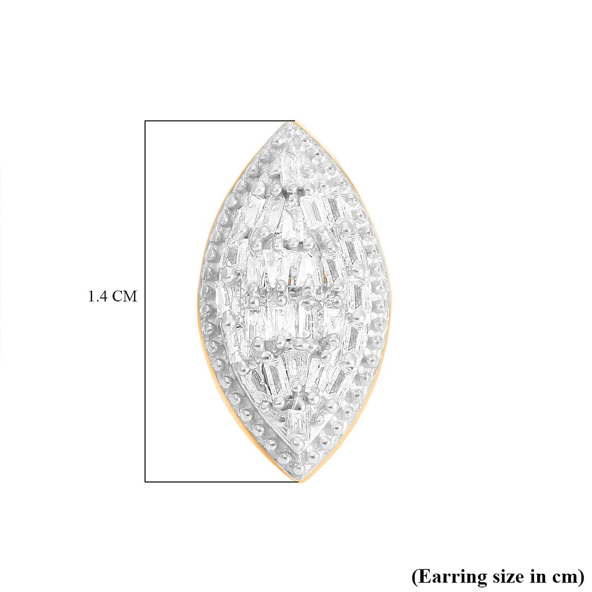 Diamond Marquise Stud Earrings in 18K Vermeil Yellow Gold Plated Sterling Silver 0.26 Ct