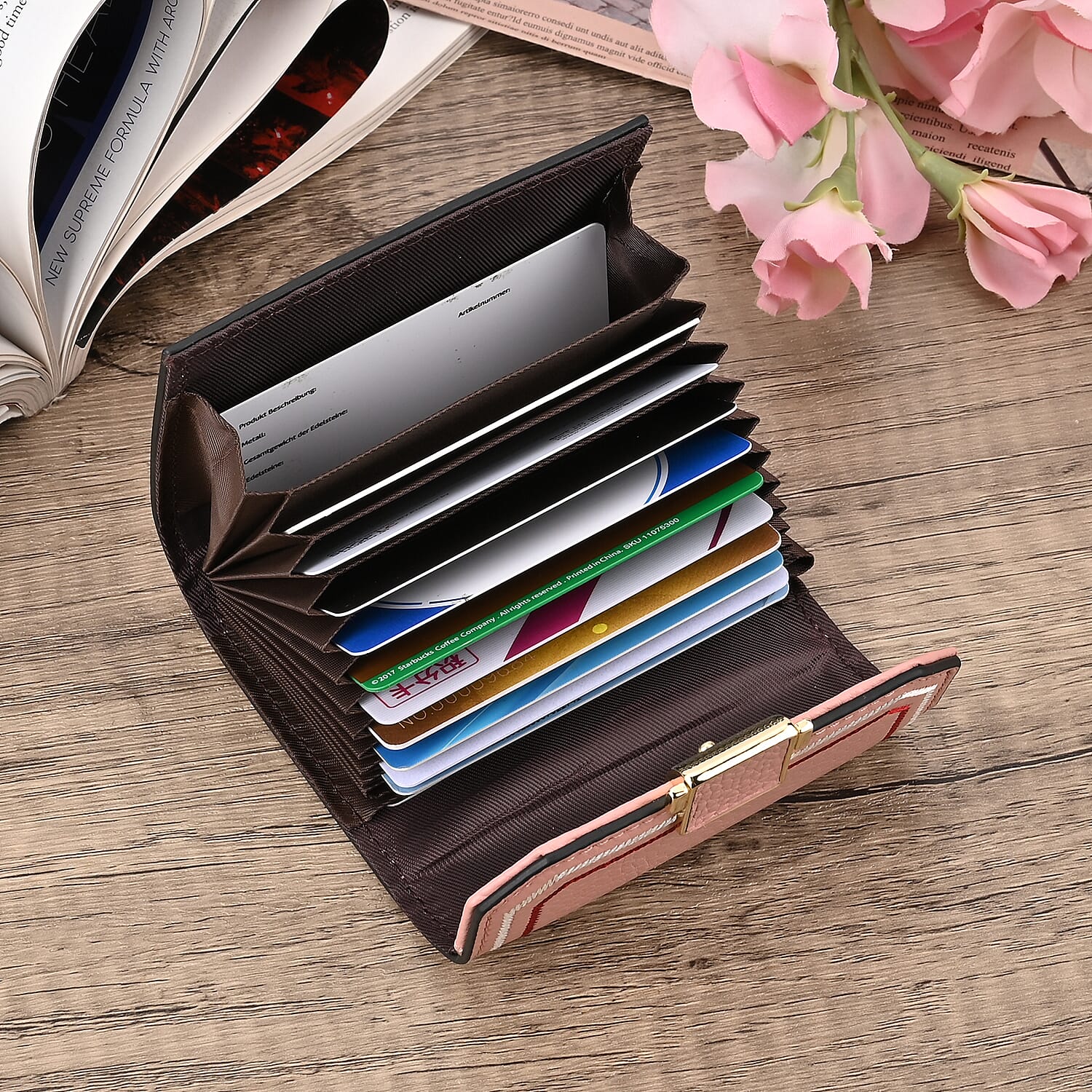 Genuine Leather Solid Wallet (Size 10x3x8 cm) - Fuschia