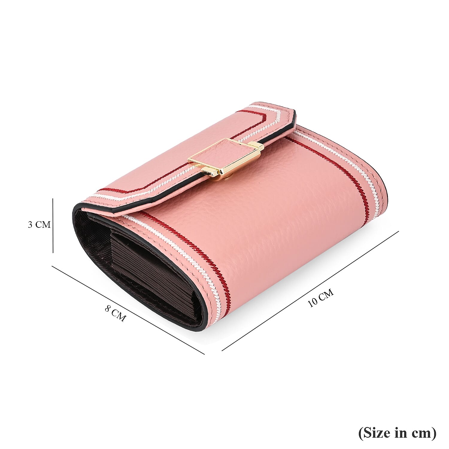 Genuine Leather Solid Wallet (Size 10x3x8 cm) - Fuschia