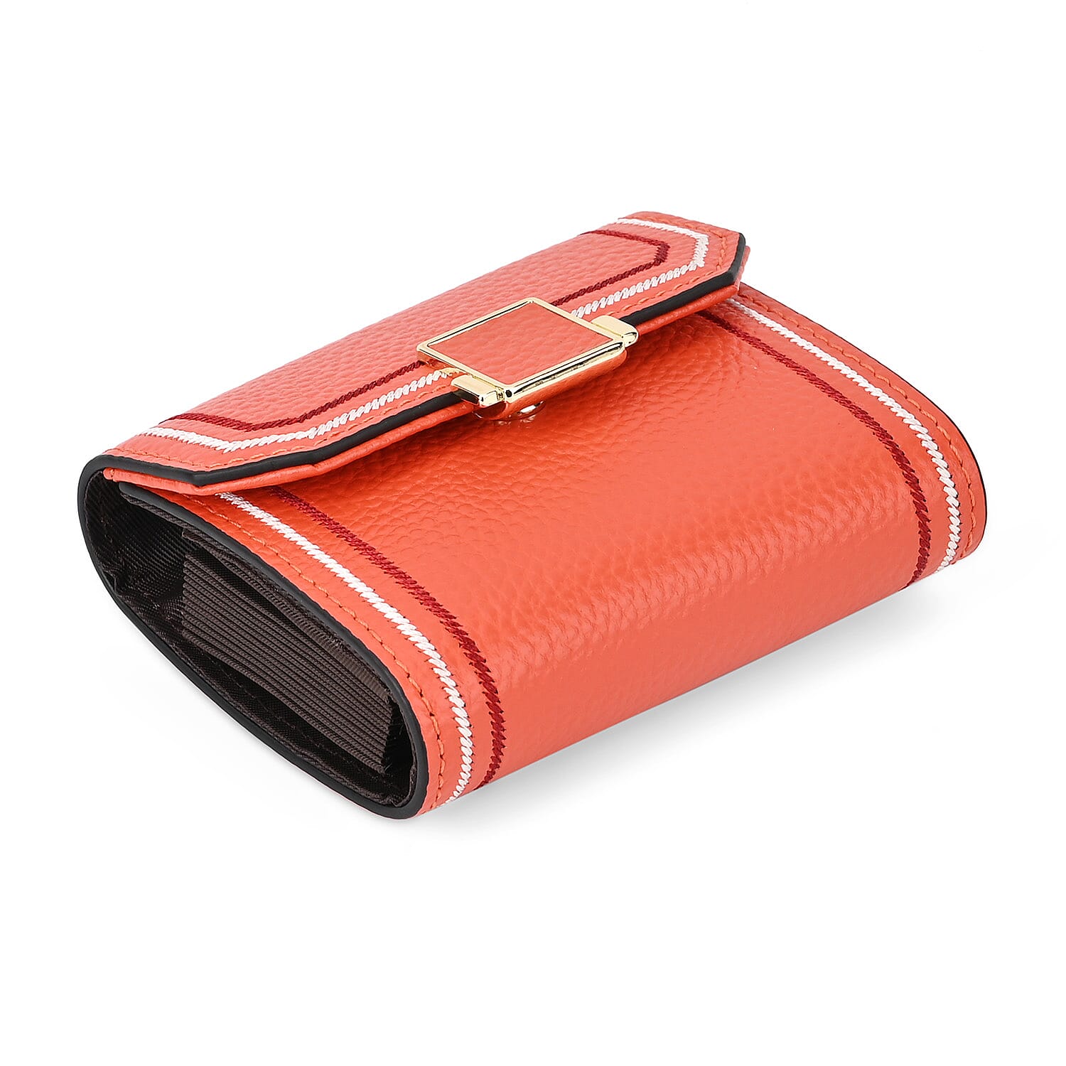 Genuine Leather 11 Card Slot Wallet with RFID Protection - Orange