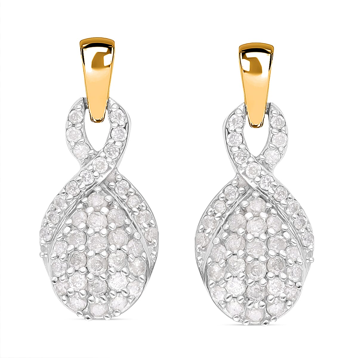 9K Yellow Gold Diamond (G-H) Earrings 0.50 Ct