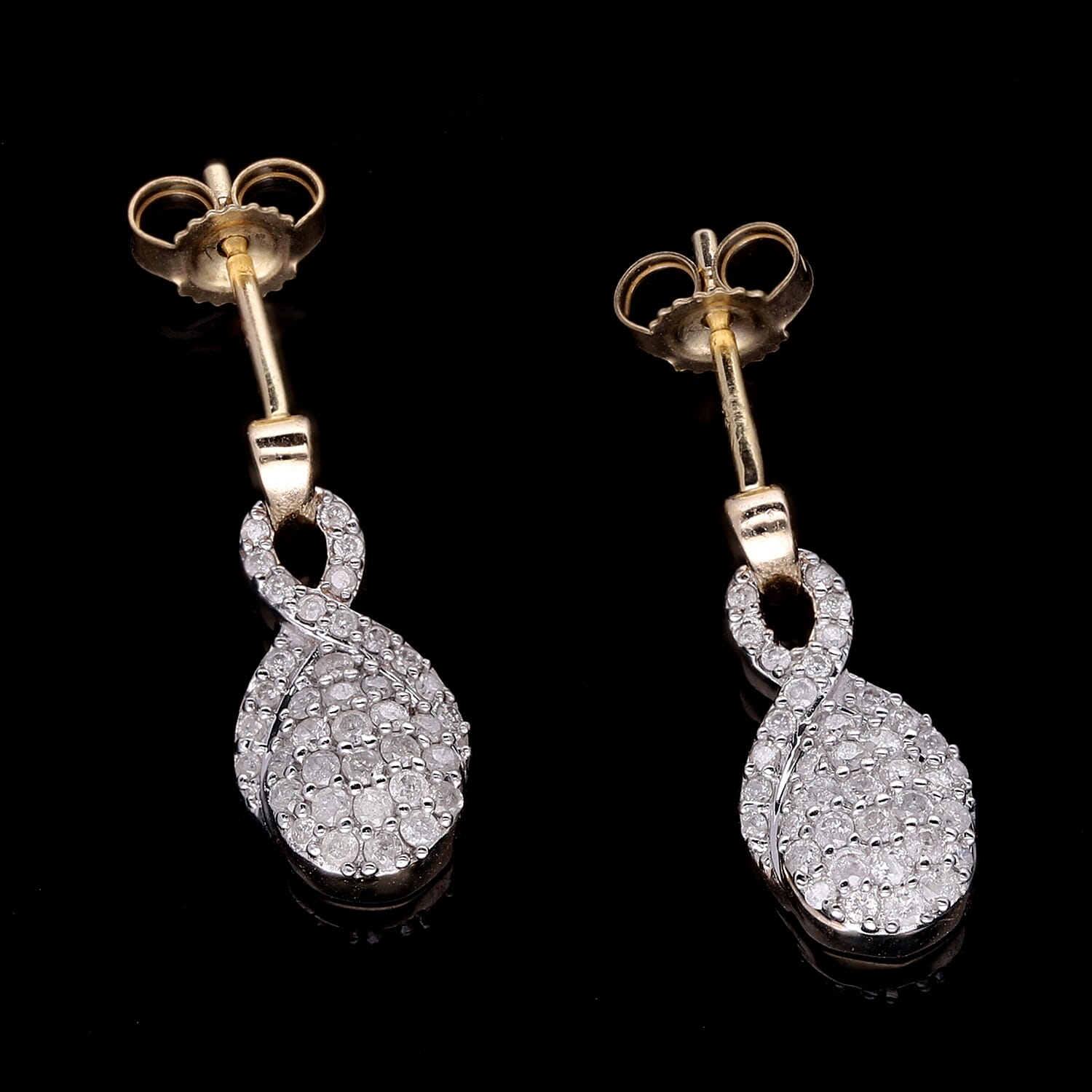 9K Yellow Gold Diamond (G-H) Earrings 0.50 Ct