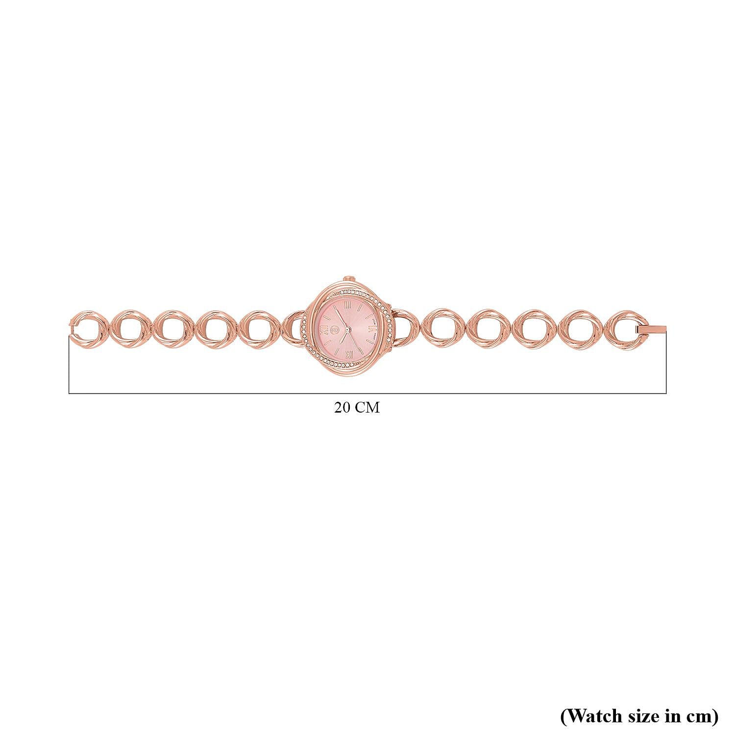 STRADA Japanese Movement Crystal Studded Pink Dial Water Resistant Watch in Rose Gold Tone