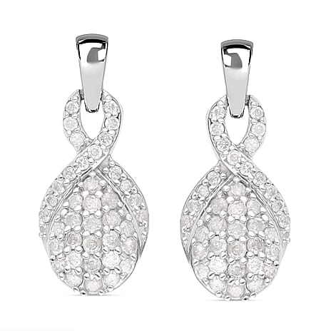 9K White Gold Diamond (G-H) Earrings 0.50 Ct
