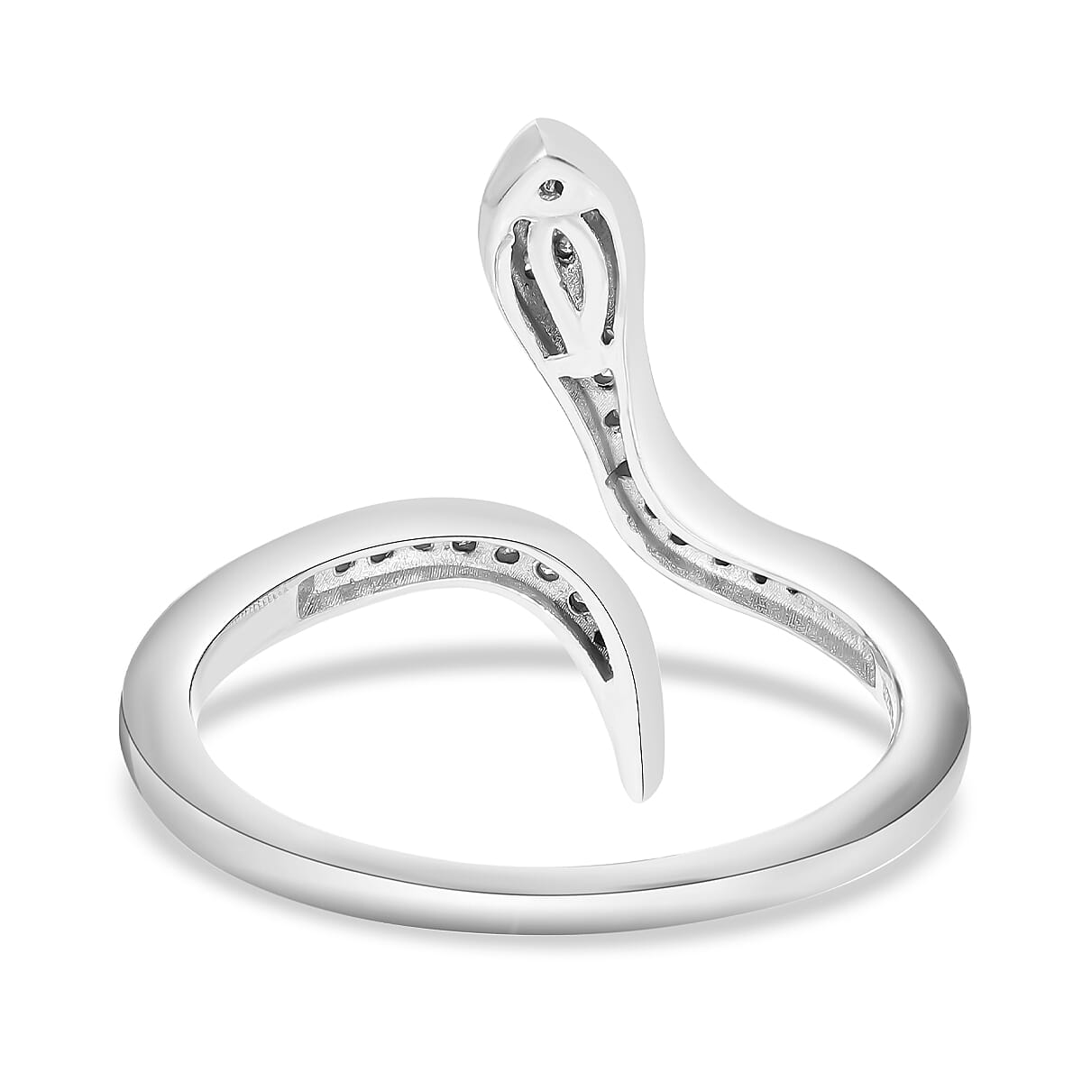 Black Diamond , White Diamond Ring in Platinum Overlay Sterling Silver 0.15 ct  0.150  Ct.