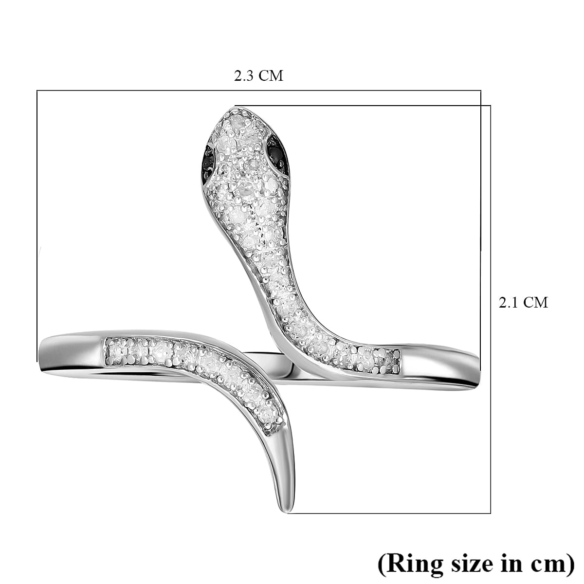 Black Diamond , White Diamond Ring in Platinum Overlay Sterling Silver 0.15 ct  0.150  Ct.