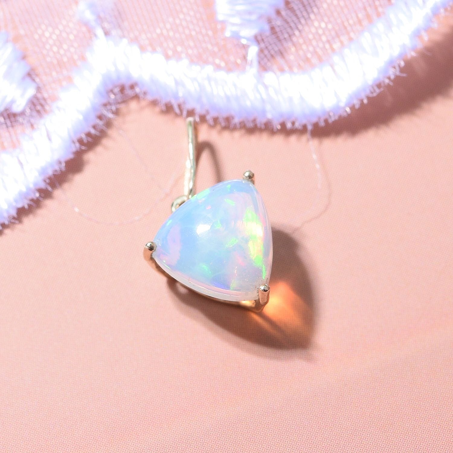 9K Yellow Gold AA Ethiopian Opal Pendant 1.00 ct, Gold Wt. 0.25 Gms 0.750 Ct.