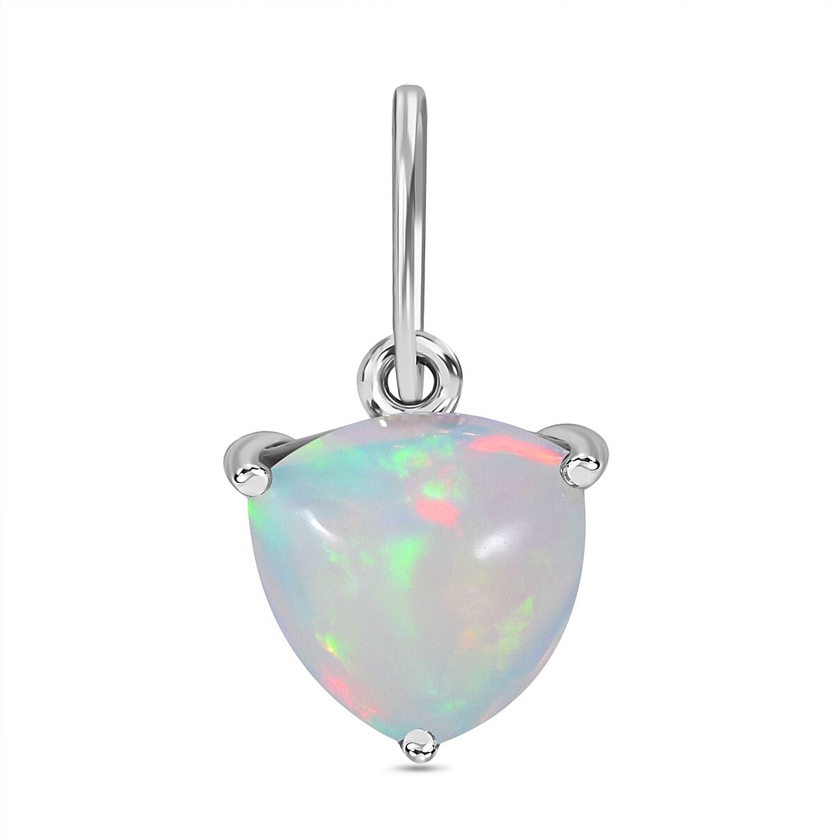 9K White Gold Ethiopian Welo Opal Solitaire Pendant