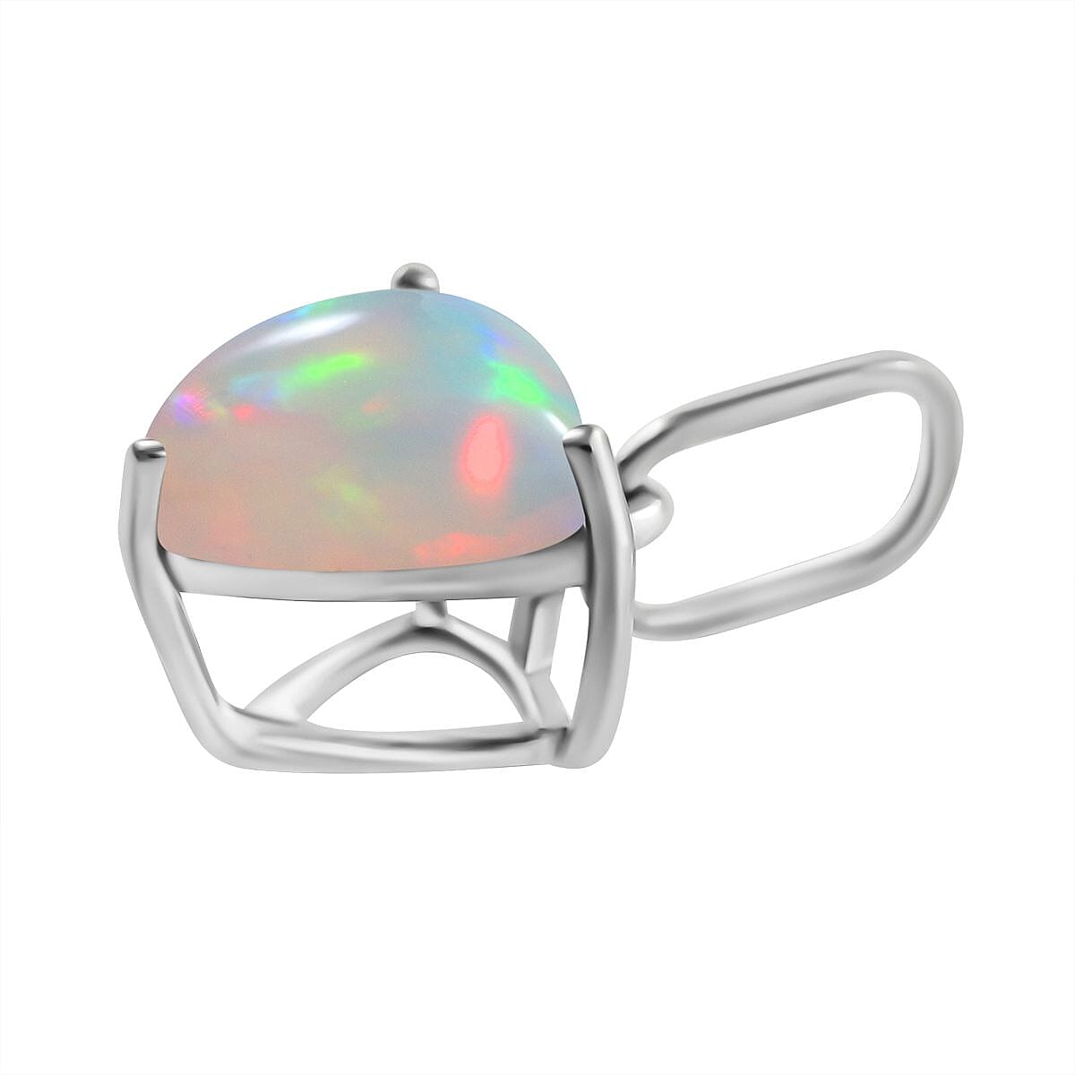 9K White Gold Ethiopian Welo Opal Solitaire Pendant